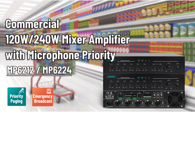 Commercial 120W/240W Mixer Amplifier with Microphone Priority MP6212/ MP6224