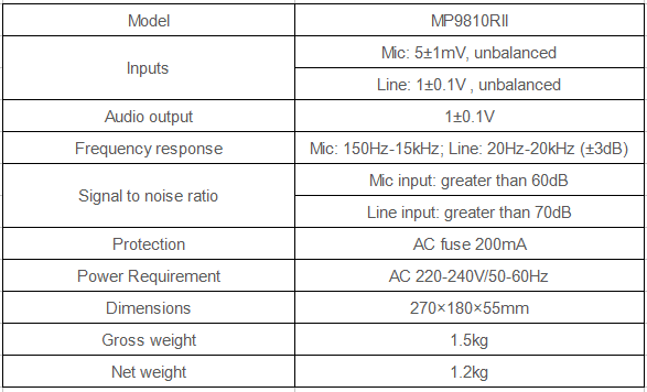 pa system microphone specification