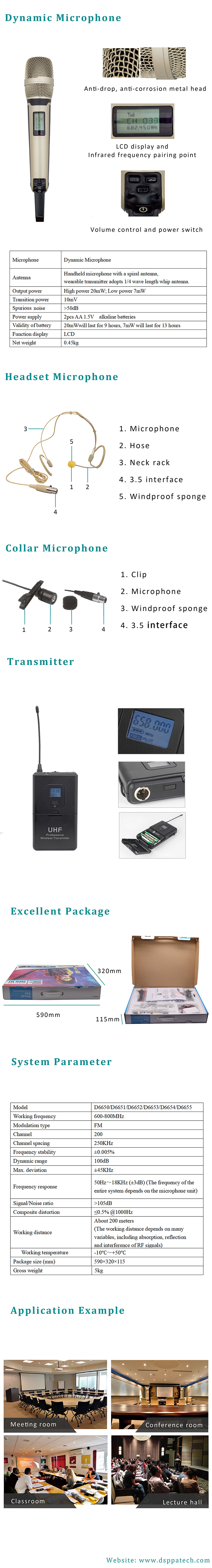 D6650 D6651 D6652 D6653 D6654 D6655 UHF Wireless Microphone System