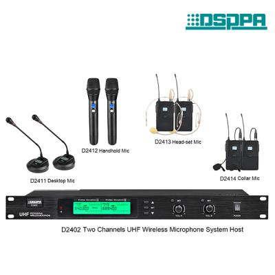 D2402 D2421 D2422 D2423 D2424  Two Channels UHF Wireless Conference Microphone System