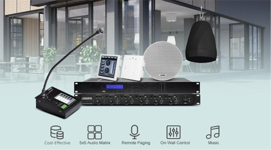MAG505 Digital 5×5 Audio Matrix PA System for Restaurants