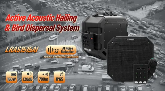 AI Acoustic Defense & Precision Dispersion - LRAS1515AI Intelligent Acoustic Hailing System Solution with AI Automatic Feedback Suppression