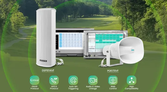 Integrated Intelligent PA & Security System Solution for Parks POE170VF / DSP6114VF