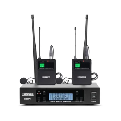 D7822PS True Diversity UHF Wireless Microphone System (Receiver×1+Lavalier Microphones×2+Bodypack Transmitters×2)