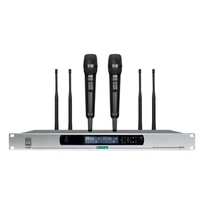 D5821PS True Diversity Wireless Microphone System (UHF Wireless Receiver +2 Handheld Microphones)